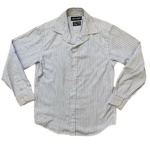 4/$25 Alberto Cardinali Long Sleeve Button Down Shirt Boys Sz 8 Pin Stripes Blue